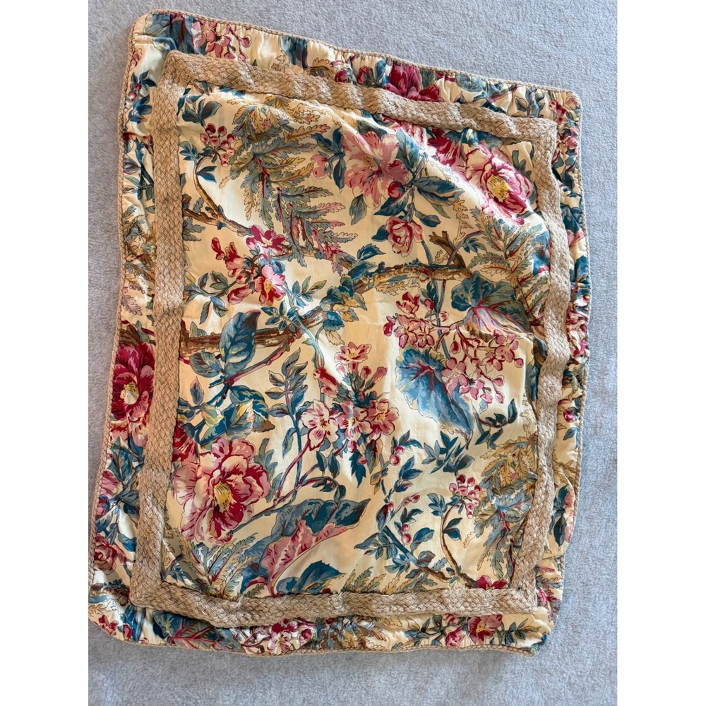 Lauren Ralph Lauren Floral Pillow Shams Set 2 Standard Cotton Braided Rope Trim - Picture 3 of 10